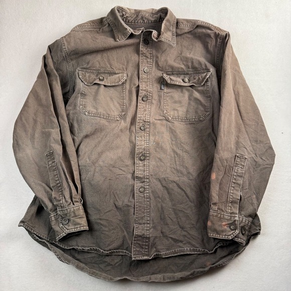 Woolrich Other - Woolrich Mens Large Brown Canvas Work Shirt Long Sleeve Button Down Utility L
